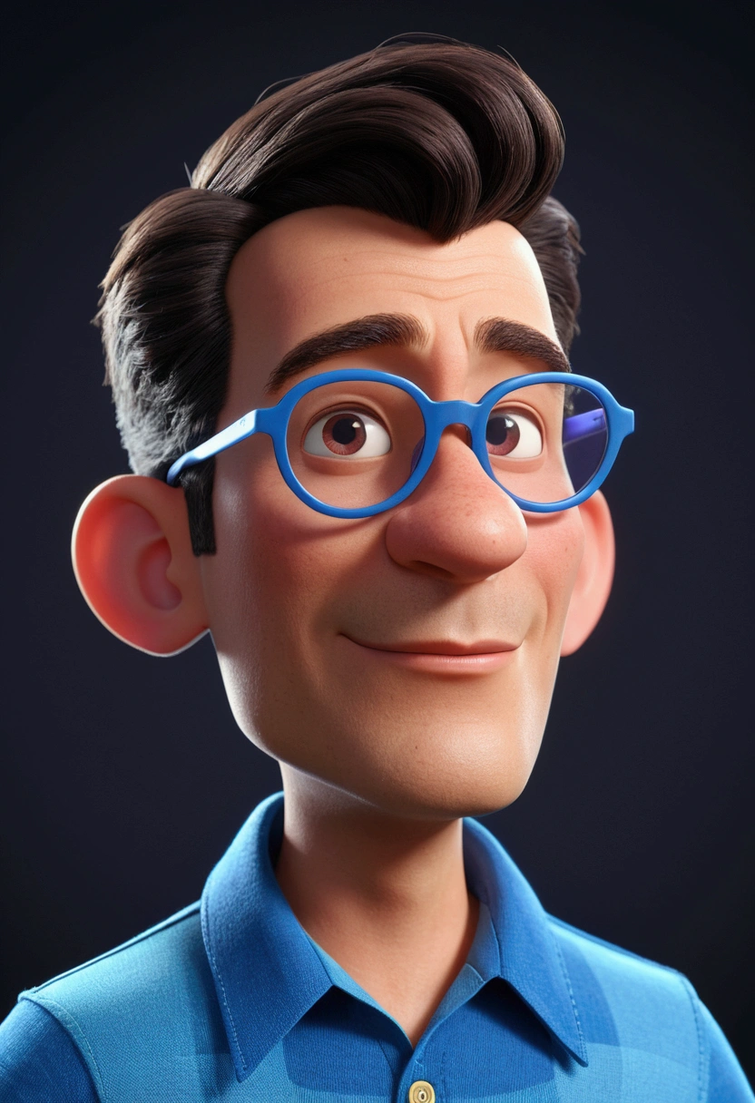 Cartoon character of a man in sunglasses and blue shirt, animation character, stylized character, animation style rendering, 3d stylized, Arnold Maya rendering, Stylized 3D rendering, toon render screenshot, 3d character, 3d character, Stylized 3D rendering, 3D character rendering, cartoon character, Personagem de close up, character posing,  (Pixar-style) (master part:1.2) (bokeh) (best qualityer) (skin detailed) (detailed texture) (8K) (Argilla) (cinematic lighting) (sharp focus