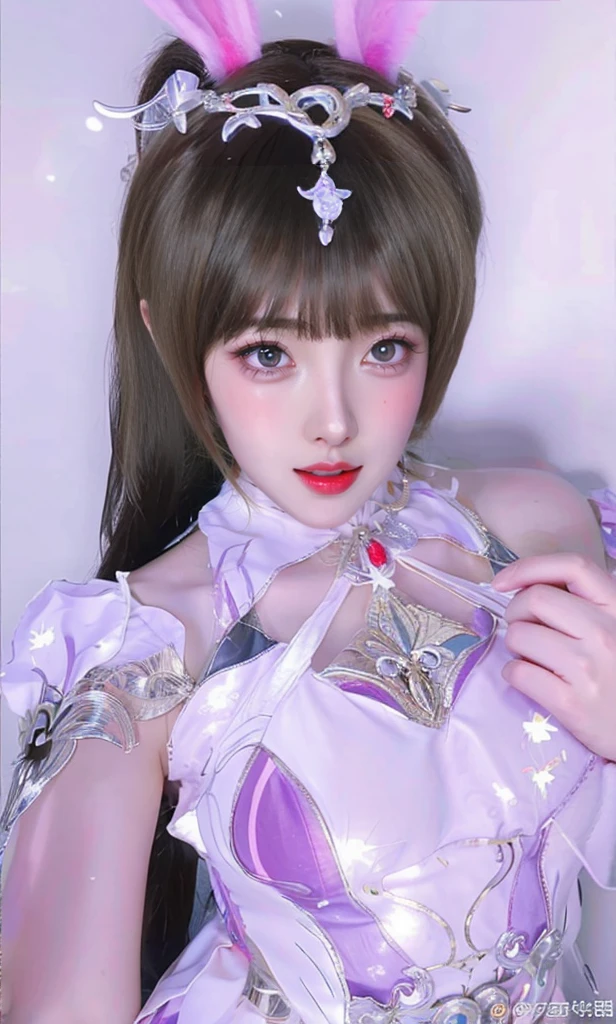 Game Art，CG Animation，Best image quality，Maximum resolution，8K picture quality，(A bust photo)，(portrait)，(Head close-up)，(Rule of Thirds)，Unreal Engine 5 rendering works，20 year old girl，((Queen))，The eyes are very detailed，(Large Breasts)，Elegance and nobility，Ray Tracing，Game CG，((3D Unreal Engine))，OC rendering reflection mode，4K，Ultra-clear，Translucent lace，Fair and plump figure，Pretty Face，Glossy Gel Coat，The Queen in a luxurious dress，Gorgeous clothing，Luxurious and exquisite jewelry，Colorful makeup，Mermaid Princess，