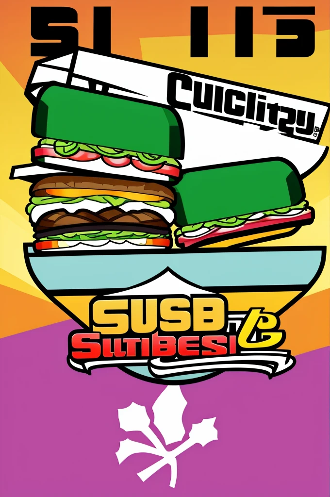 A GTA vice city style logo for a sandwich shop Title: SR City Subtitle: Fast Food