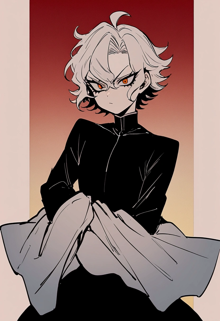 Akira Fudo, Devilman Crybaby, Male, with black clothes, background yellow