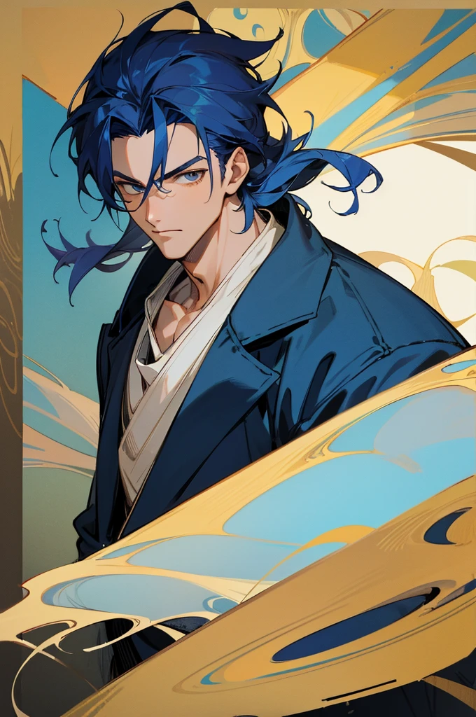 ((masterpiece)),((Highest quality)),((High Detail)),30-year-old male,Handsome Anime,strong,Masculine,Dark blue hair,