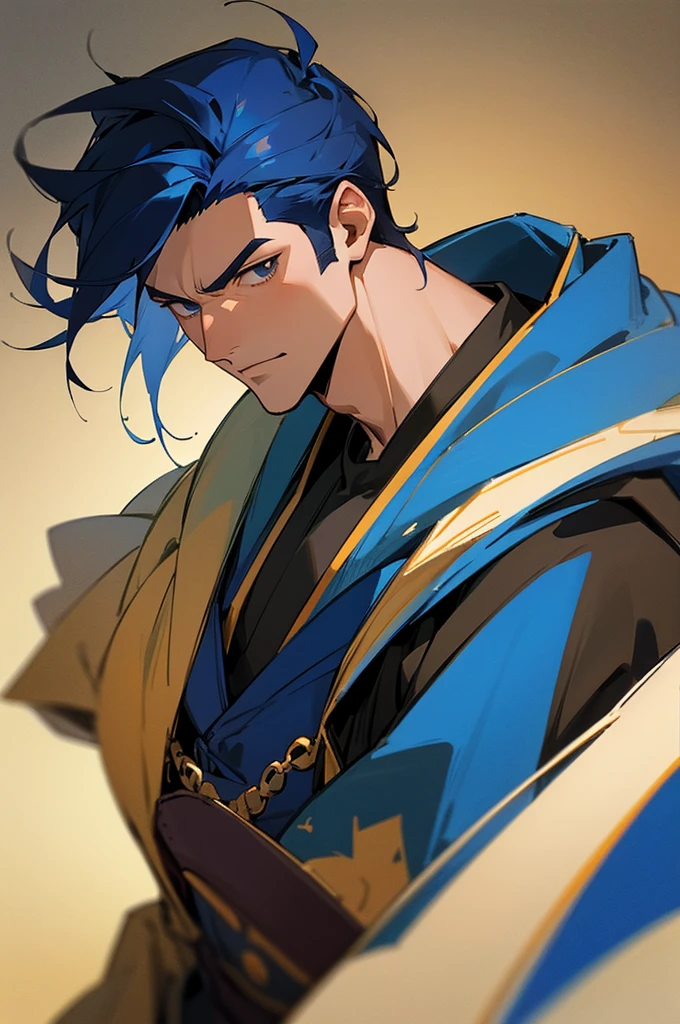 ((masterpiece)),((Highest quality)),((High Detail)),30-year-old male,Handsome Anime,strong,Masculine,Dark blue hair,