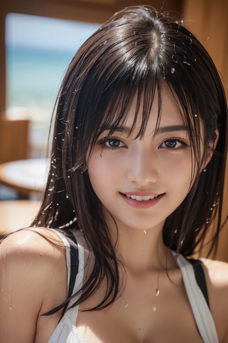 (One Girl), Very cute face, Great face and eyes, (Highly detailed eyes, Highly detailed face), Fresh, Very beautiful appearance, (Super realistic, High resolution), (highest quality:1.4), RAW Photos, (Realistic, Photorealistic:1.37), Professional photography , (see-through sailor suit:1.1)  , (Cleavage:1.2) , Smile a little, (Look at me) , Portrait of a Girl  , (Huge breasts:1.3)   , ()   , (ponytail hair) , (Nipples can be seen through the sailor suit:1.3) , (pussy juice:1.3) , (tilt your head slightly) , perfect nipples , ((nipples are pink)) , ((pink areola))  , (arms behind head:1.3) , (the man lick her nipple:1.4) , (upper body) , (young face:1.4) , (she looks embarrassed:1.3) , (sweating cleavage:1.2) , (bare breasts:1.6) , (braided hair:1.1) , (((15 years oldyoung face:1.4)