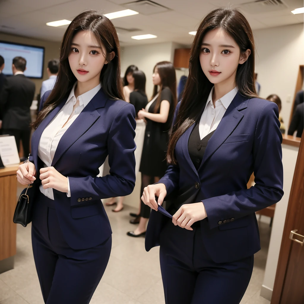 Beauty、BeautyOL、Detailed face、Realistic、beautiful girl、Beauty、Office Lady Uniform、beauty、Beautiful woman、Narrow waist、Handsome woman、Tight pants look、suit、Sexy pose、タイトなsuitパンツ、