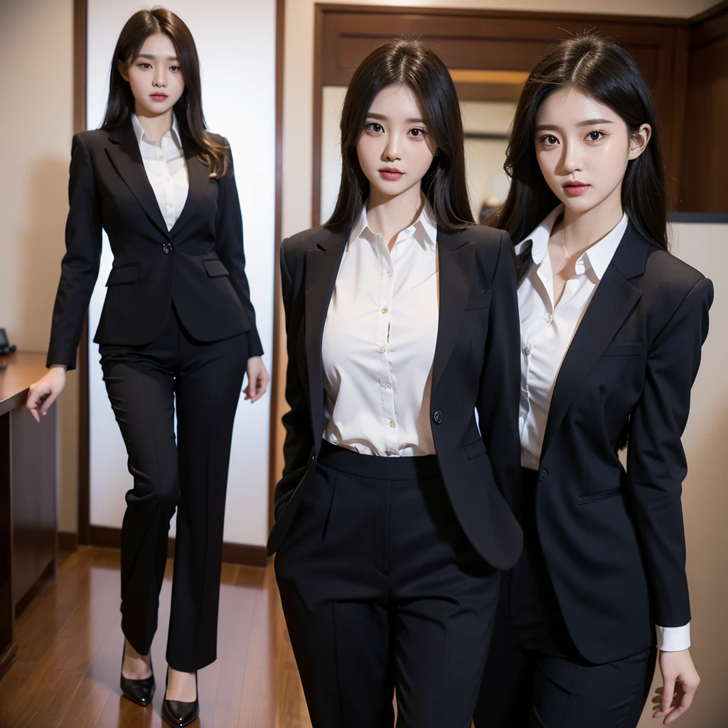 Beauty、BeautyOL、Detailed face、Realistic、beautiful girl、Beauty、Office Lady Uniform、beauty、Beautiful woman、Narrow waist、Handsome woman、Tight pants look、suit、Sexy pose、タイトなsuitパンツ、