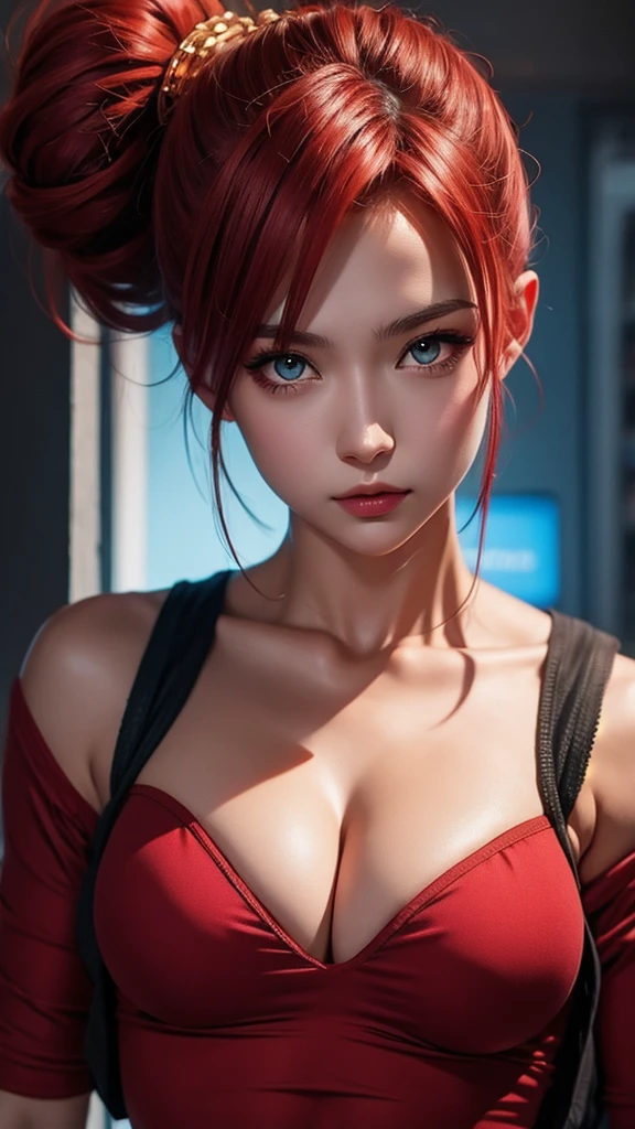 Prepare to be amazed by this 8k portrait of a 20-year-old girl, featuring a close-up of her stunningly detailed eyes and large breasts, rendered with the highest quality using Unreal Engine 5.