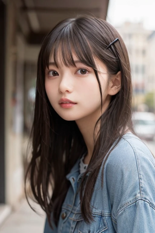 Sexy Big 、のbeautiful女の子セクシーでキュートなルックスとキュート, beautiful and sexy face、A strong wind blows my hair in front of my face、length, Straight Blonde Hair、beautiful, Cute and sexy eyes hidden behind long bangs。、Wavy Hair