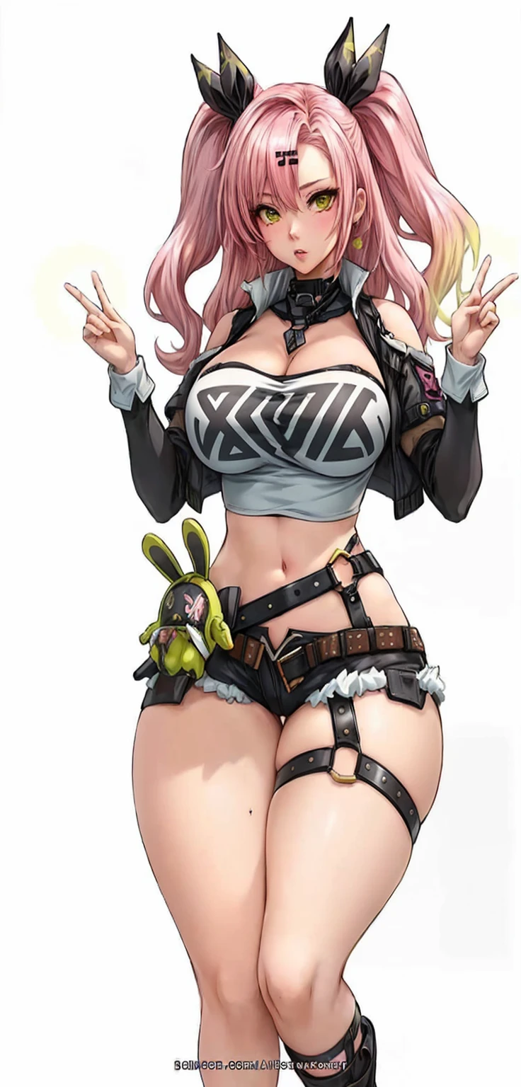 a cartoon picture of a woman with pink hair and horns, seductive anime girl, oppai cyberpunk, biomechanical oppai, bunny girl, inspired by Masamune Shirow, rogue anime girl, anya from spy x family, thicc, detailed anime character art, anime character, female anime character, cutesexyrobutts, anime character art, guilty gear art style