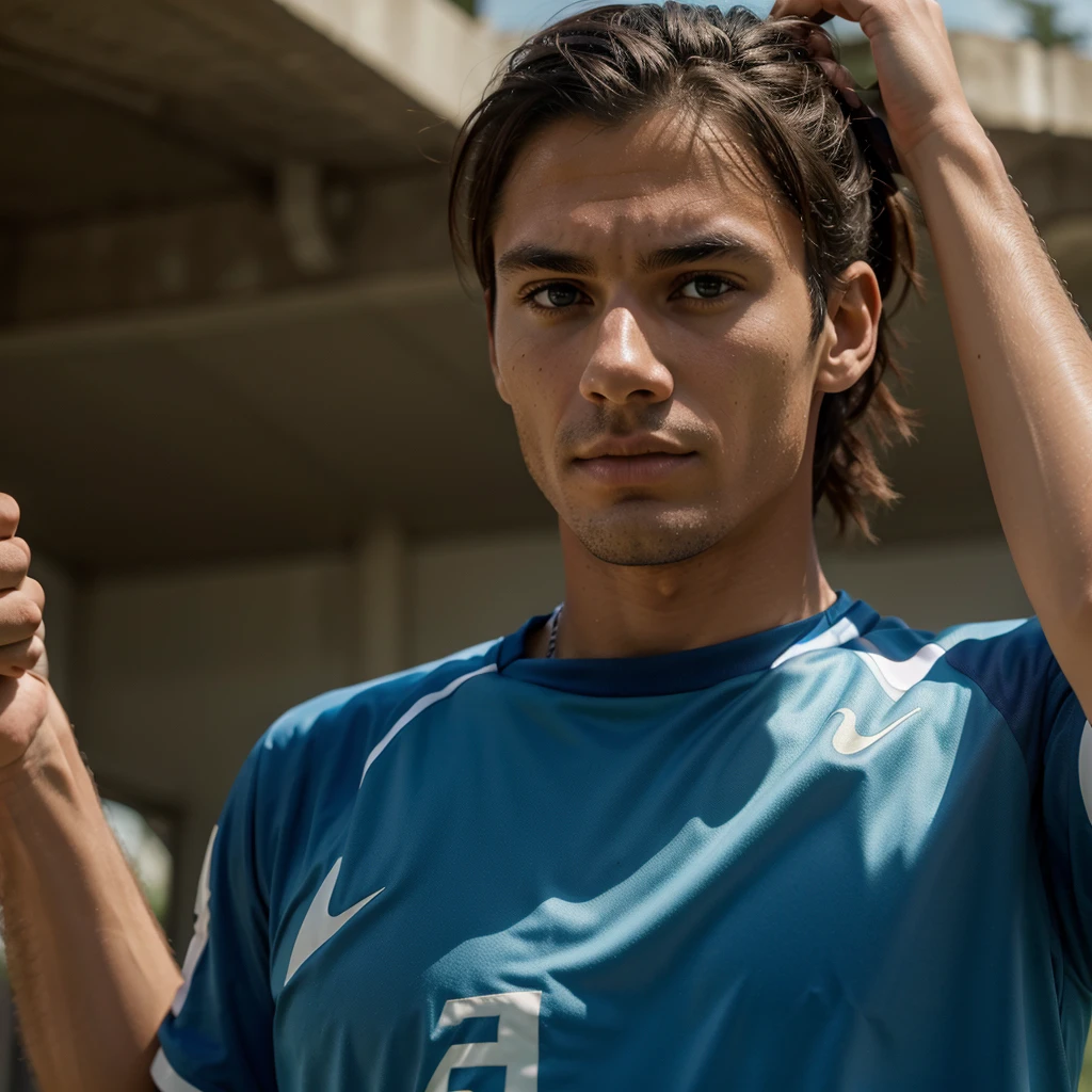 soccer man arms crossed ((realist)) ((High Definition)) ((imposing))