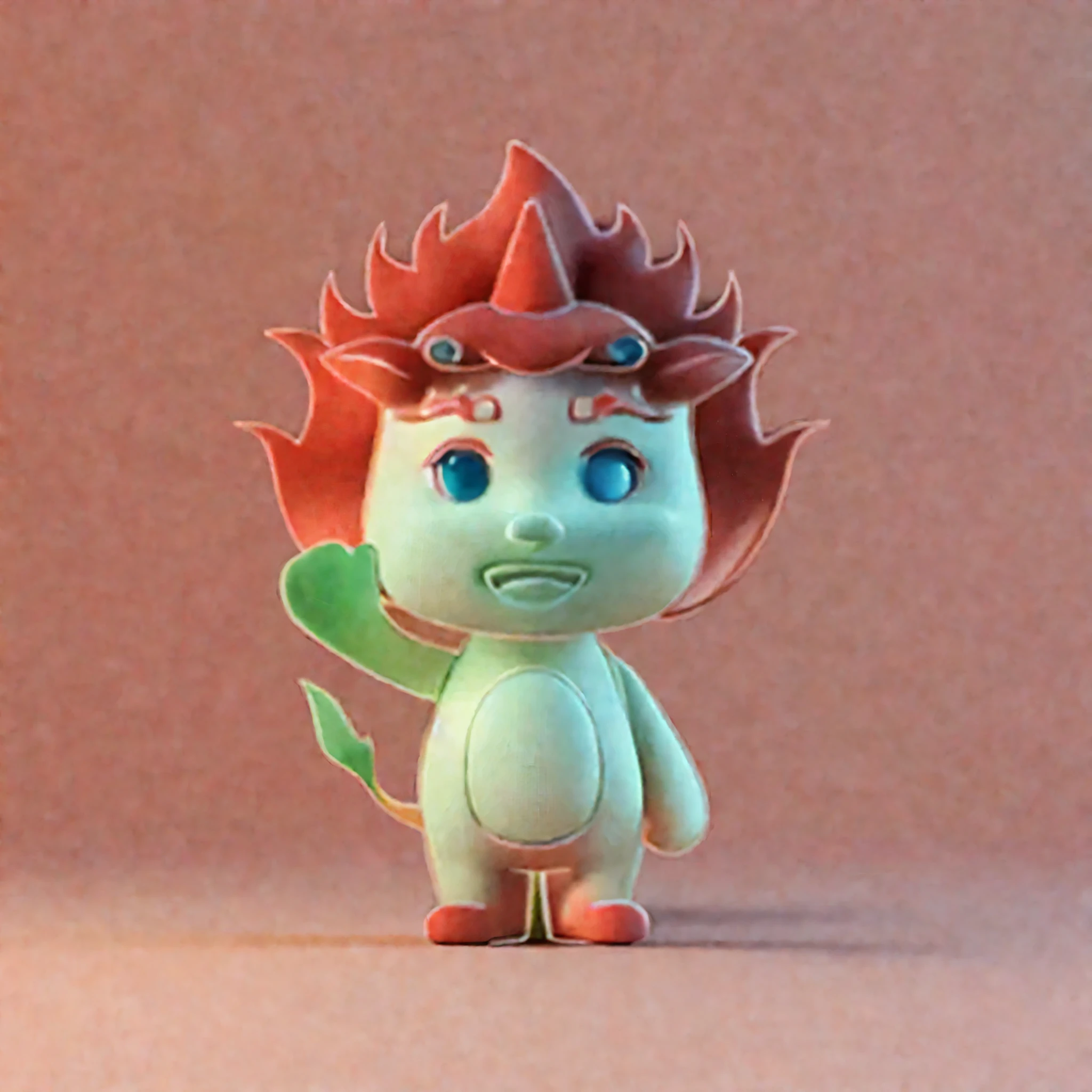 Red hair,Cute mythical beast,BBQ,3D Rendering,3D Model