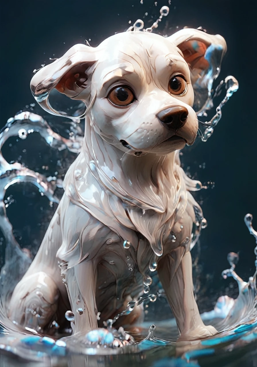 (masterpiece, high quality, 最high quality, Official Art, Beauty and aesthetics:1.2),water element,a dog made of water,water,(dog:1.2),