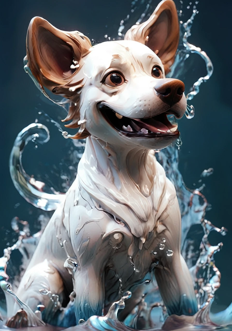 (masterpiece, high quality, 最high quality, Official Art, Beauty and aesthetics:1.2),water element,a dog made of water,water,(dog:1.2),