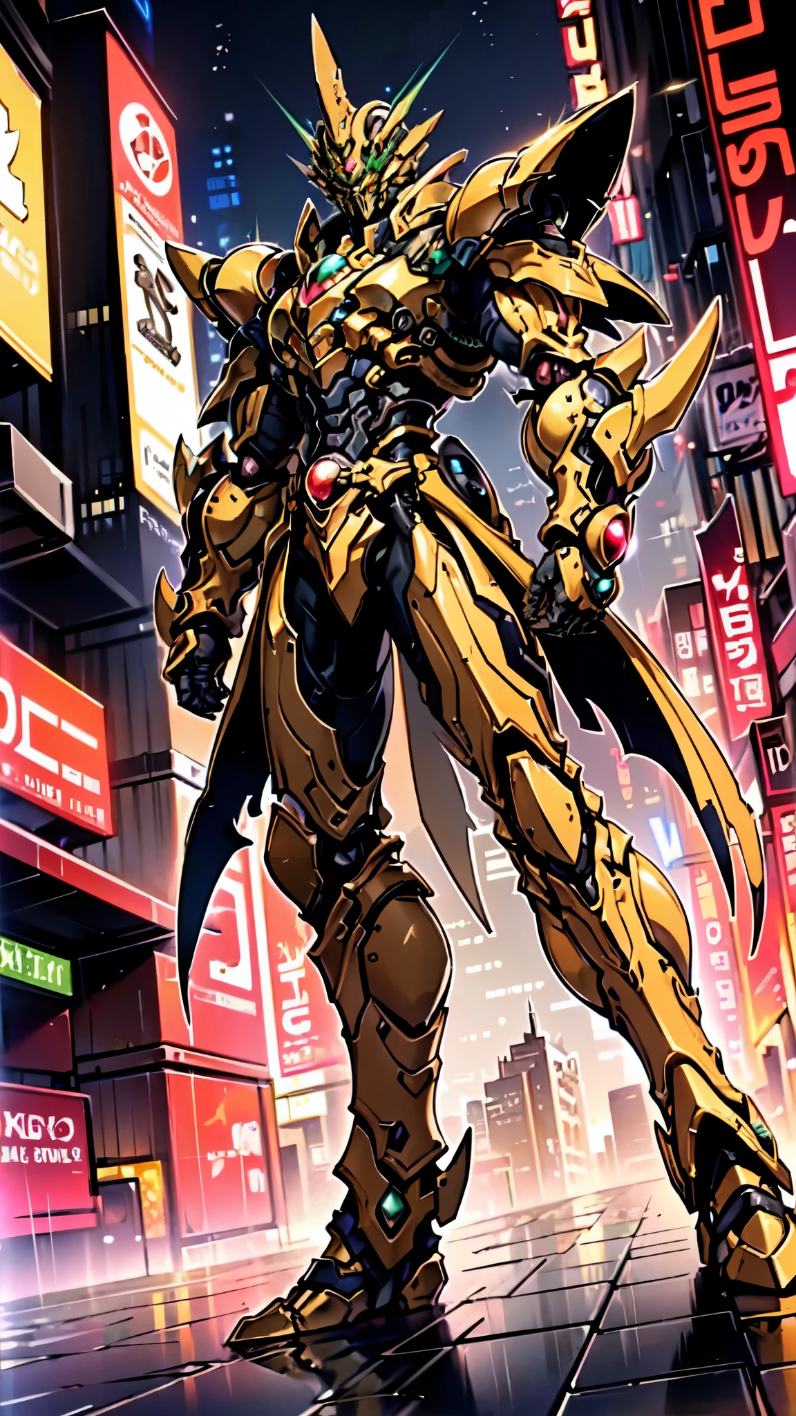 (masterpiece:1.5, best quality:1.5, extremely delicate:1.5, foreshortening:1.5, dynamic angle:1.5), a man wearing a full-face helmet, a fantasy-style biotech armored combat suit, green eyes, (a composite layered chest armor), fully enclosed shoulder guards, matching arm and leg guards, the belt is adorned with neon circuitry, (the color scheme is primarily black glow with green and red accents), the design balances heavy with agility, a high-tech bio-mecha armor, (Armor Concept Inspired by neon Cyberpunk, stand on the top of a skyscraper in a futuristic sci-fi city), this character embodies a finely crafted fantasy-surreal style armored hero in anime style, exquisite and mature manga art style, (element, plasma, energy, the armor glows), ((male:1.5)), metallic, high definition, highres, ultra-detailed, ultra-fine painting, professional, perfect body proportions, golden ratio, anatomically correct, symmetrical face, extremely detailed eyes and face, high quality eyes, creativity, RAW photo, UHD, 32k, Natural light, cinematic lighting, masterpiece-anatomy-perfect
