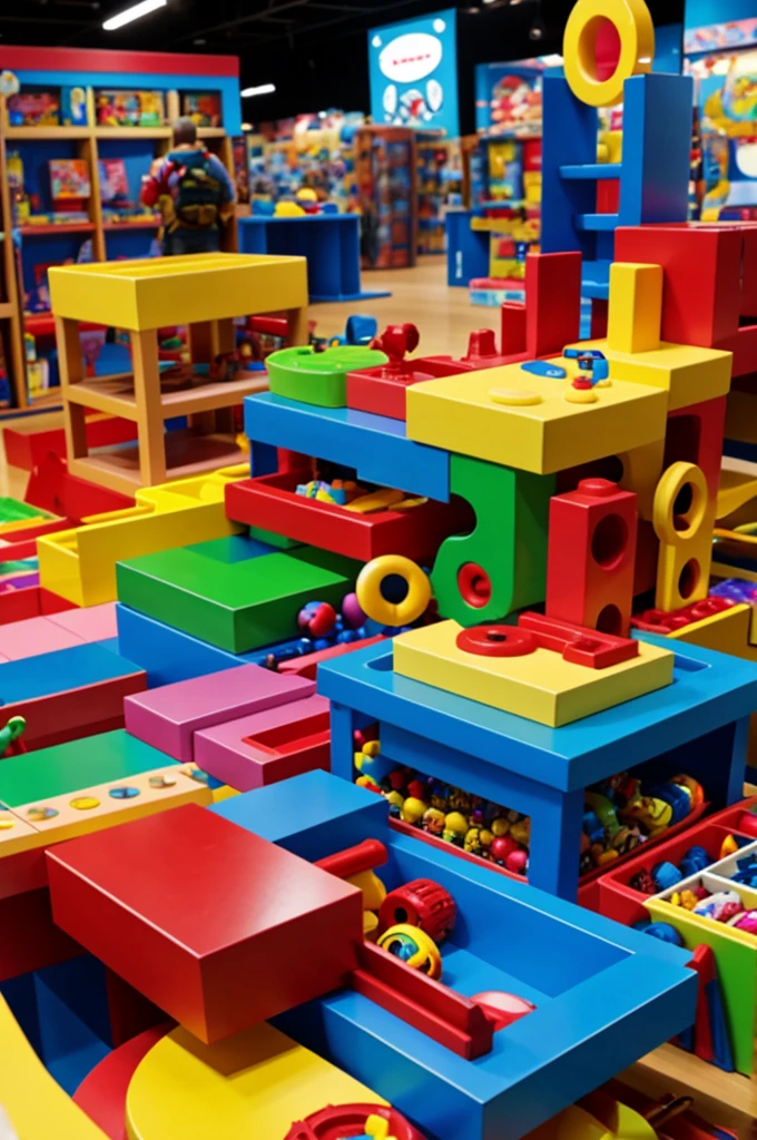 Toys market with children's crowd