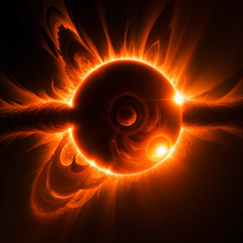 Solar flare explosion, Close to the surface of the huge sun, Particularly clear, Solar corona , Beautiful, spectacular. Spectacular panorama rendered in 3D, realisitic、Photoreal、Solar plasma、Images close to the surface of the Sun