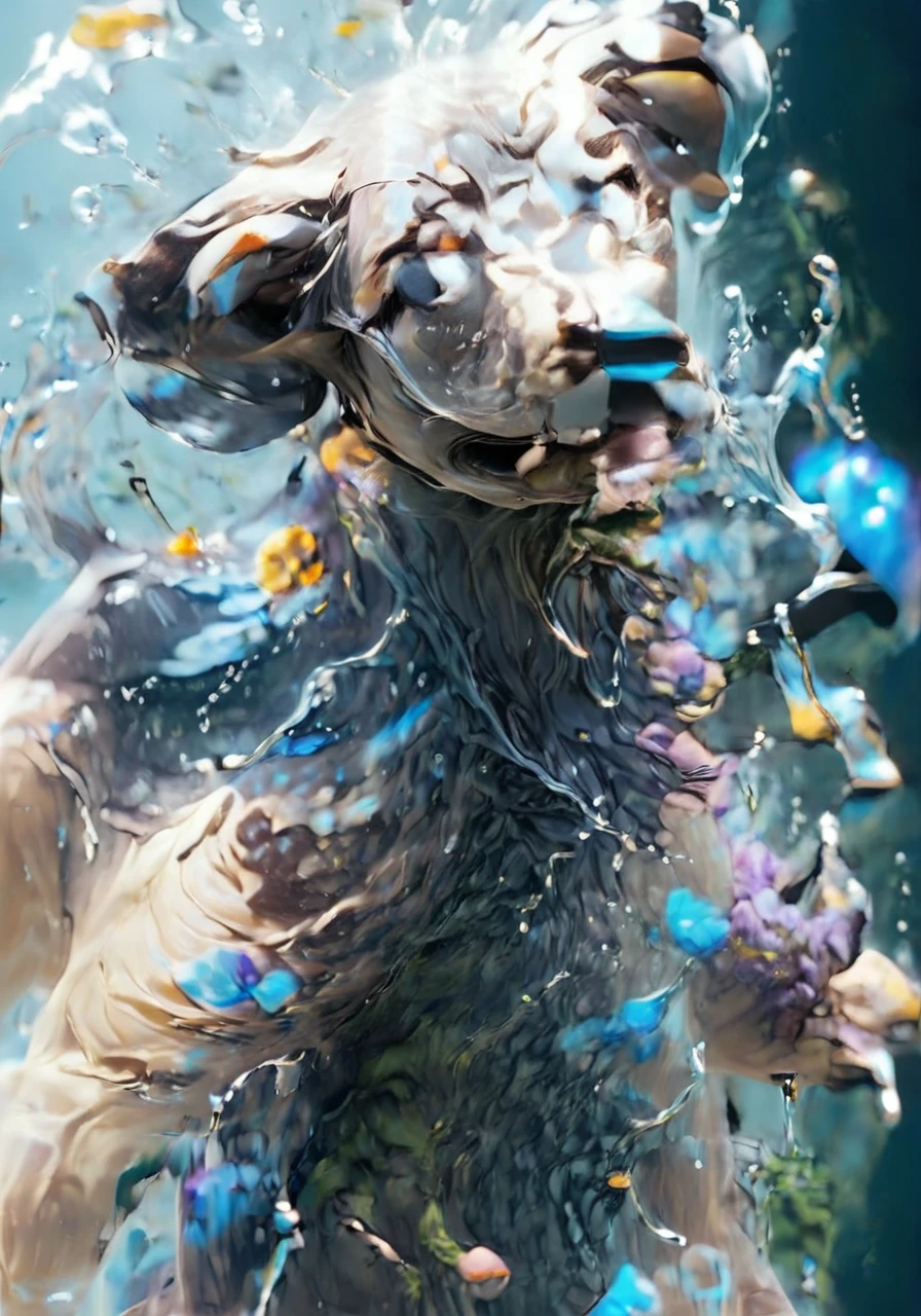 (masterpiece, high quality, 最high quality, Official Art, Beauty and aesthetics:1.2),water element,a dog made of water,water,(dog:1.2),