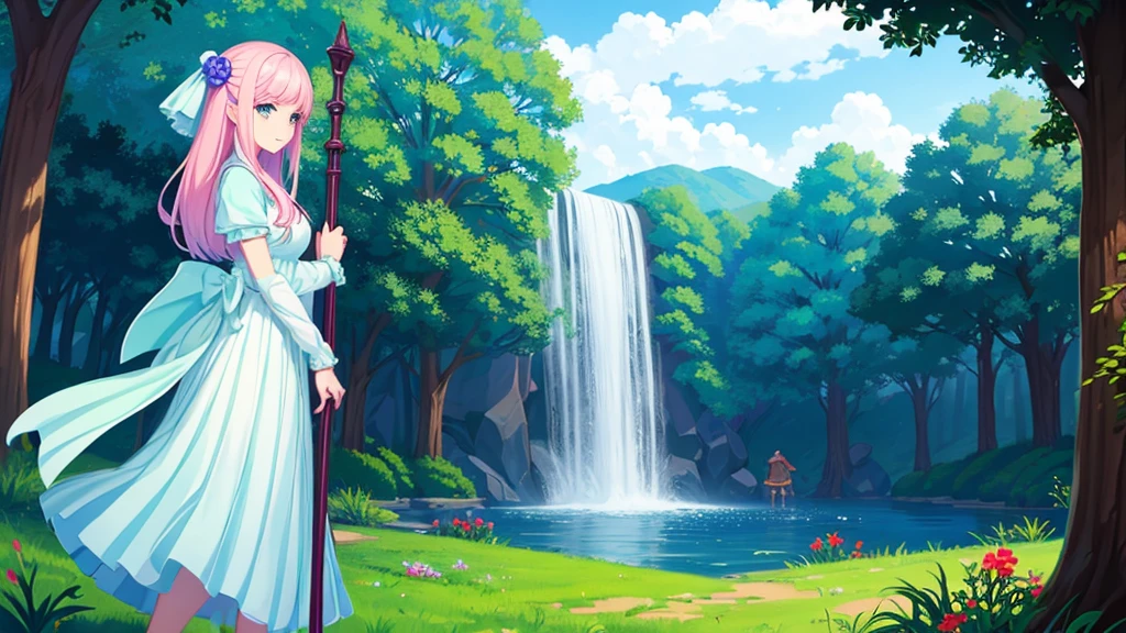 what about girl game character holding big magic staff