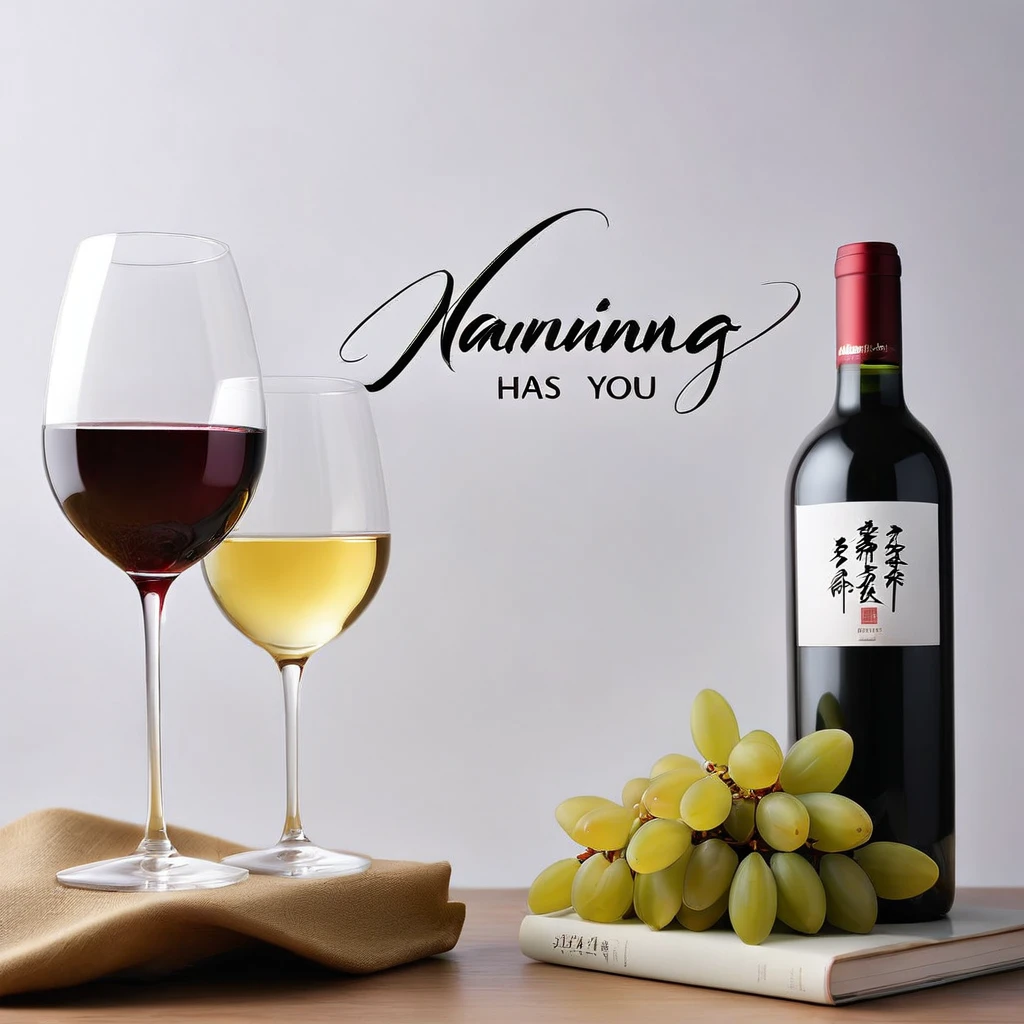 Nanning has you(Black text on white background,handwriting,Simplicity,Add a wine glass in front)