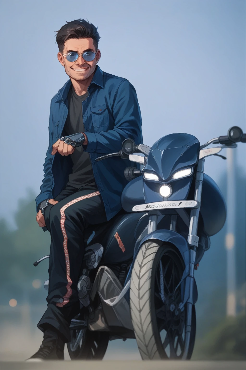 South actor Prabhas look stylish look original original smooth face 3D backgroun face bike robotic HD photo