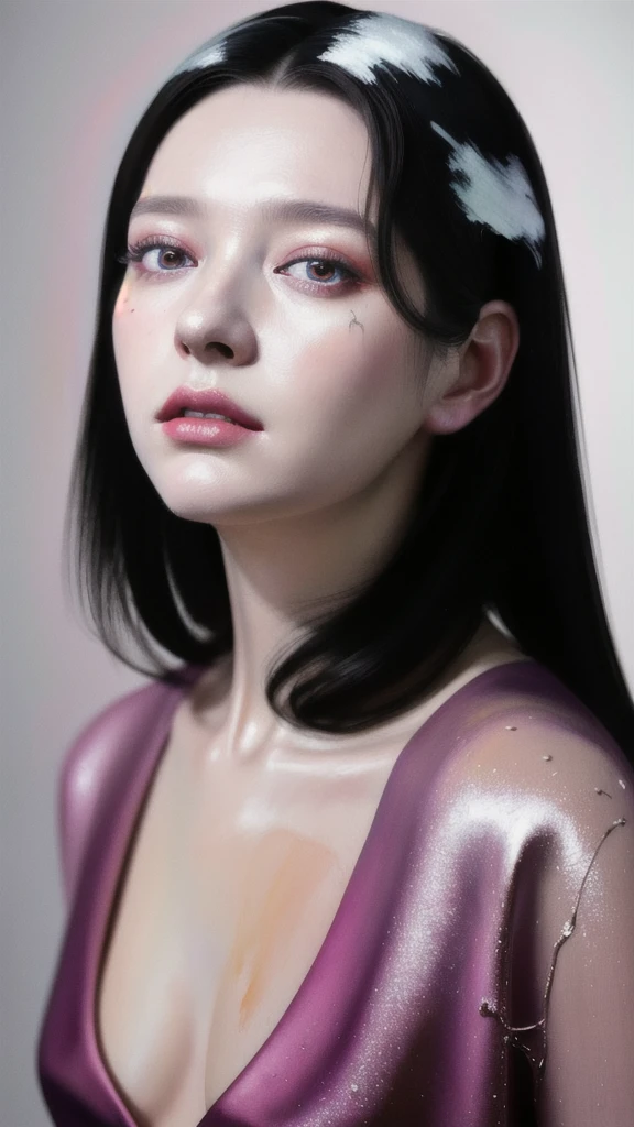 Android Beauty, Powerful paintings inspired by Francis Bacon, Ultra-realistic surrealism, Hyperrealism, fear, art, hyper real painting, Realistic illustration painting, カラフルなHyperrealism, Hyper-realistic digital art