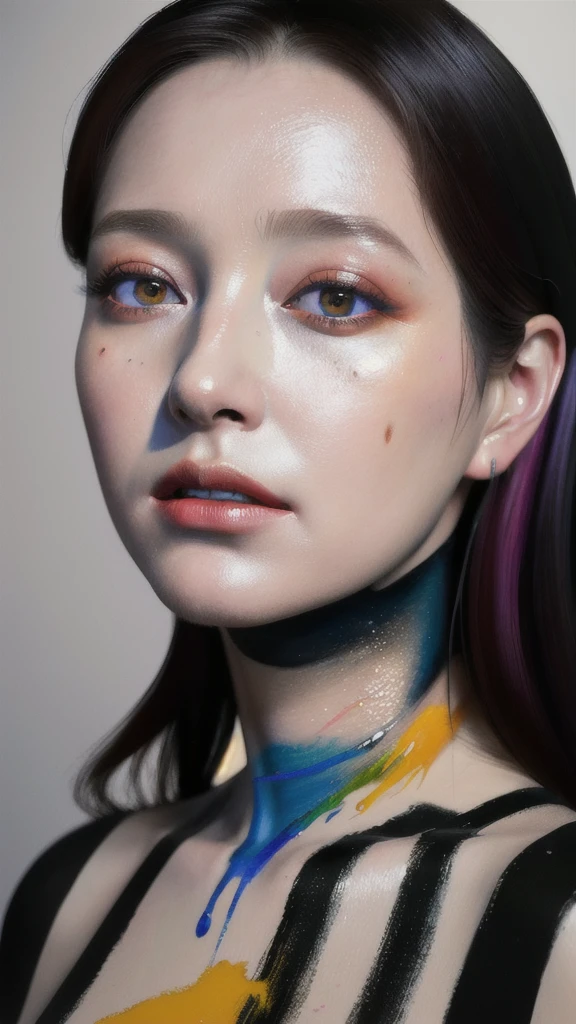 Android Beauty, Powerful paintings inspired by Francis Bacon, Ultra-realistic surrealism, Hyperrealism, fear, art, hyper real painting, Realistic illustration painting, カラフルなHyperrealism, Hyper-realistic digital art