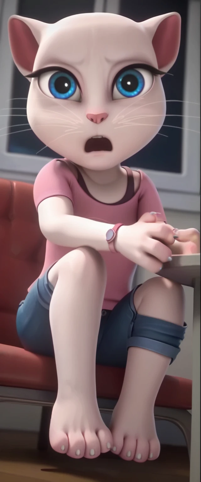 a 3d animation girl crawling, small breasts, , on the bed, piercings, pain, agony, teen, high school girl, pigtails, rapidly smoking cigarettes, sucking very hard on cigarette, deeply inhaling, the cigarette ash is growing very long, the cigarette ash is very long, cheek hollowing drag, lots of cigarette ash, tight ass,