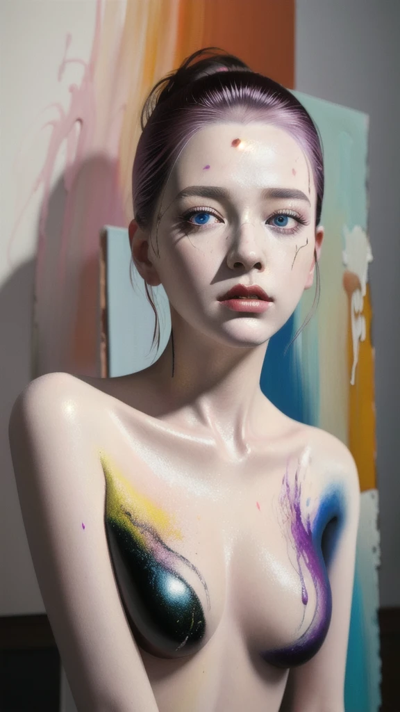 Android Beauty, Powerful paintings inspired by Francis Bacon, Ultra-realistic surrealism, Hyperrealism, fear, art, hyper real painting, Realistic illustration painting, カラフルなHyperrealism, Hyper-realistic digital art