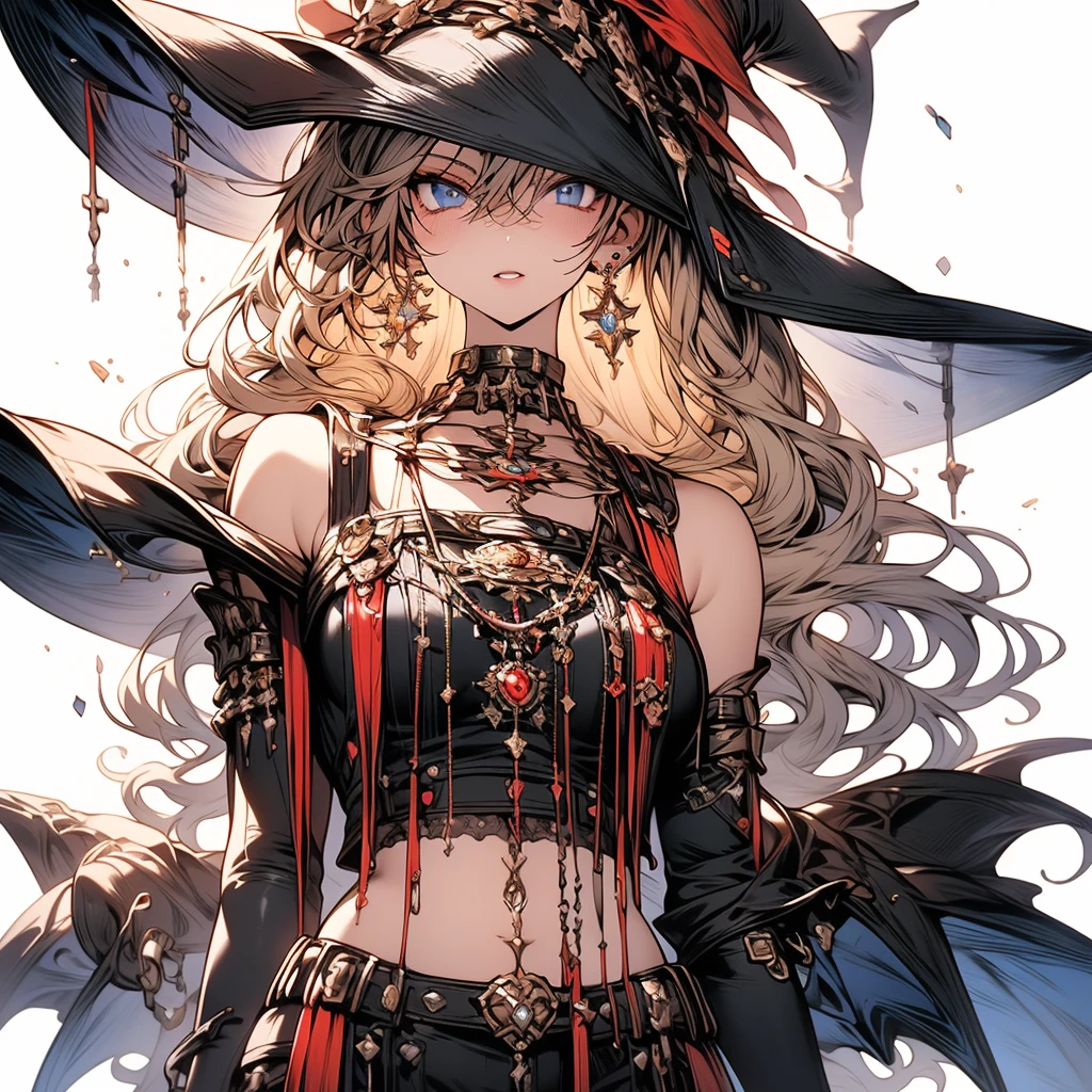 (Highest quality)),(Ultra-high resolution),(Super detailed),(Detailed Description),((Best Anime)),(masterpiece),Sharpness,Claire,Ultra-precise art,modern art, (Devilish beauty),Glamorous Body,Narrow waist,belly button,((Attractive Fashion)),choker,Chain Accessories,Earrings