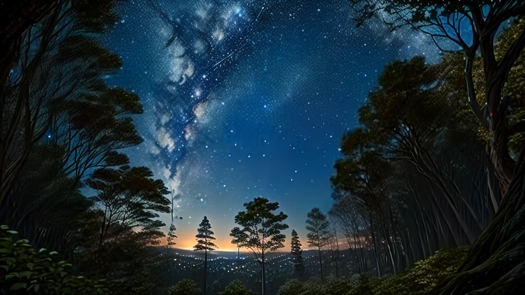 Viewing the stars from the ground, Look up at the stars, Blue Hour Stars, Trees and stars background, Night covered in stars, Stars above々, Star-studded sky, Old Sky, Starry Sky, Starry Skyの夜, Strange perspectives of the stars, Starry sky, Night Forest, Stars at night