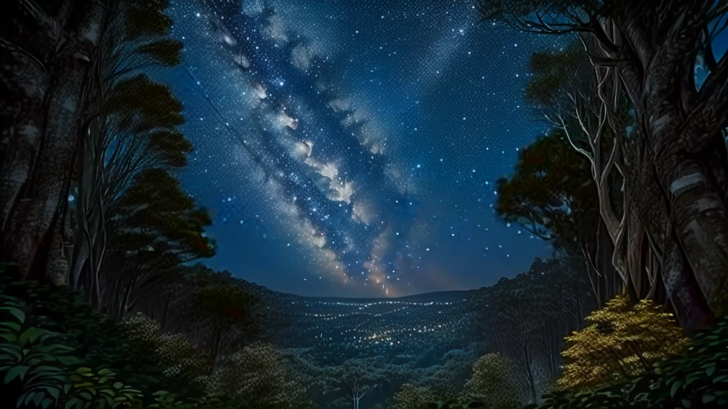 Viewing the stars from the ground, Look up at the stars, Blue Hour Stars, Trees and stars background, Night covered in stars, Stars above々, Star-studded sky, Old Sky, Starry Sky, Starry Skyの夜, Strange perspectives of the stars, Starry sky, Night Forest, Stars at night