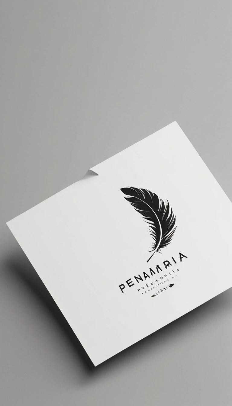 A minimal, modern, simple, cinematic logo design for the brand “Penamemoria". Create a modern, minimalistic, high-quality, logo of a memory feather. The logo must be convey a sense of dreams, stories, memories, music and imagination.