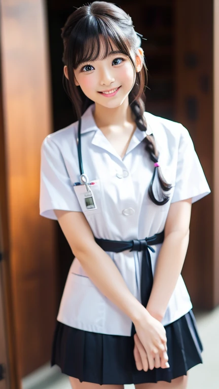 8K、cute、Adult Girls、detailed、Braid your hair in an intricate way、Looking into the camera、((SFW: 1.4)),((detailedな顔, Professional photography)), Miniskirt、nurse