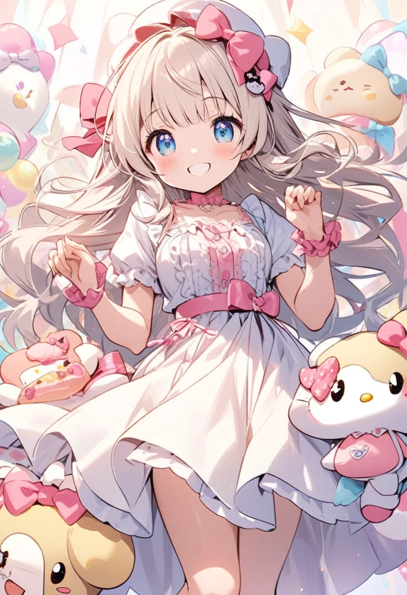 Cute smiling girl in flowing skirt, Sanrio