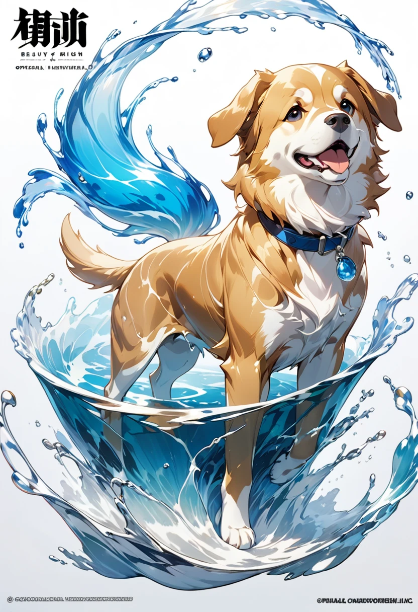 (masterpiece, high quality, 最high quality, Official Art, Beauty and aesthetics:1.2),water element,a dog made of water,water,(dog:1.2),