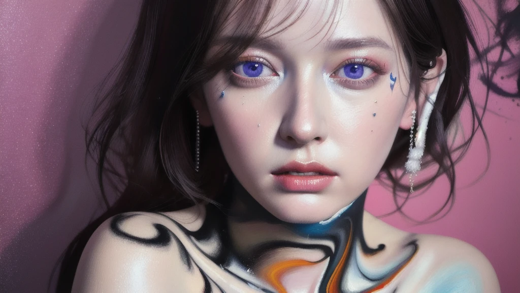 Android Beauty, Powerful paintings inspired by Francis Bacon, Ultra-realistic surrealism, Hyperrealism, fear, art, hyper real painting, Realistic illustration painting, カラフルなHyperrealism, Hyper-realistic digital art