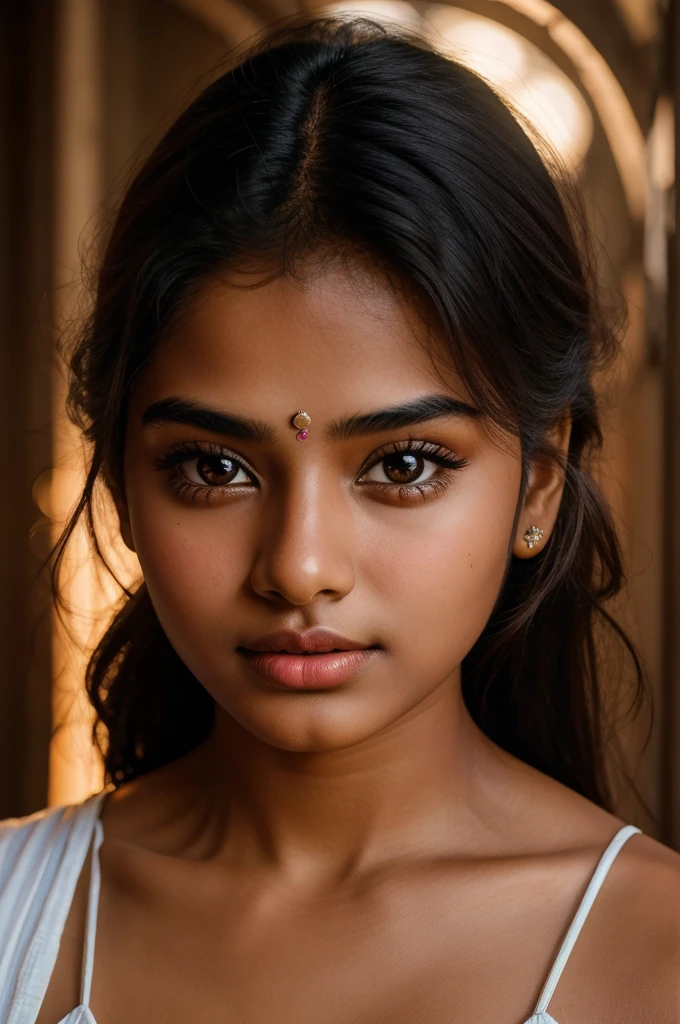 Indian girl glowy face, medium face tone, attractive eye, glowy lip,18 years old girl, face portrait