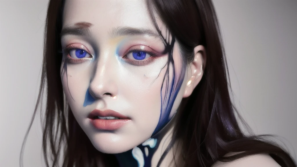 Android Beauty, Powerful paintings inspired by Francis Bacon, Ultra-realistic surrealism, Hyperrealism, fear, art, hyper real painting, Realistic illustration painting, カラフルなHyperrealism, Hyper-realistic digital art