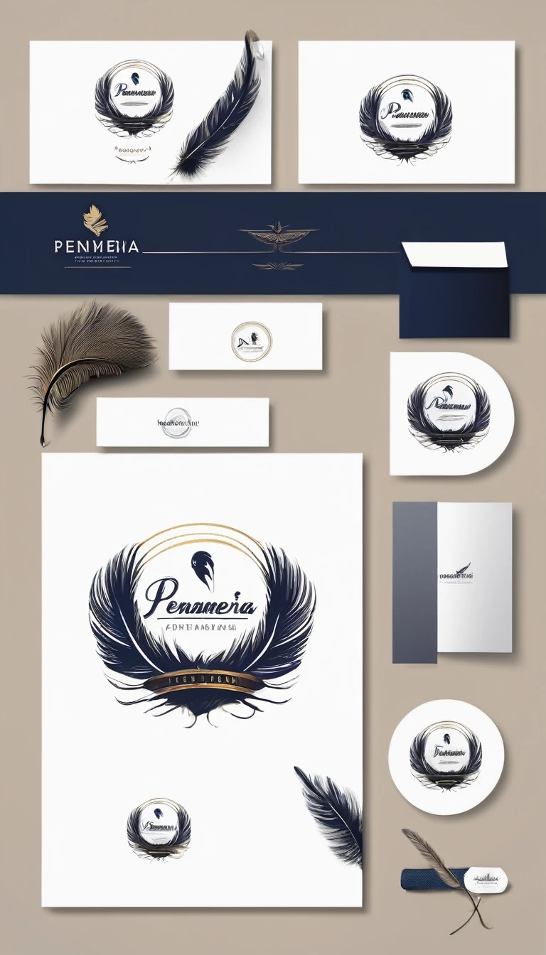Create a minimal, modern, simple, inspirational, memorable, dream like logo design of a boy and a feather for the brand “Penamemoria".