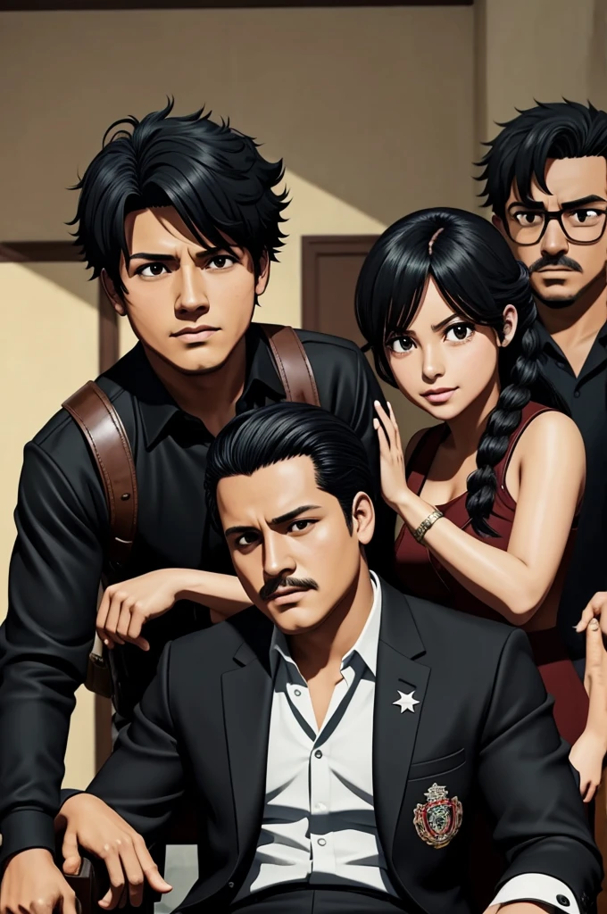 Amado Carrillo sources from the narcos series in anime version my hero academia dressed in black