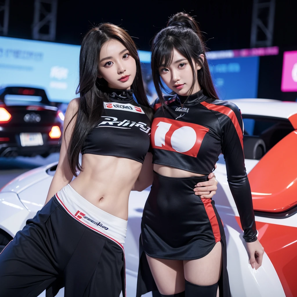 Cool woman、Colorful costumes、F1 Driver Cosplay、Colorful costumes、Clothing with company logo、Grid Girlsのカラフルで派手な衣装、Grid Girls、Perfect Face、Paddock Girls、Harem、motor Show、tights、Bodycon Costumes、Grid Girls、Russia、Grid Girlsのコスプレ、belly button、Pleated skirt、Bodycon Costumes、Photographed in a sexy pose