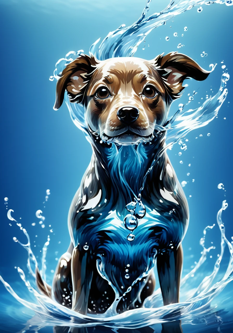 (masterpiece, high quality, 最high quality, Official Art, Beauty and aesthetics:1.2),water element,a dog made of water,water,(dog:1.2),