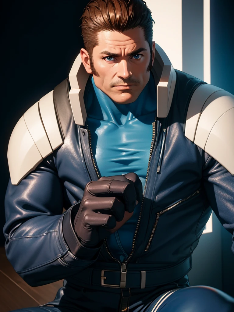 40 year old man, alone, strong, muscular, short brown hair, blue clothing, high resolution, perfect image, very detailed, high contrast, digital colors, simple, medium shot, cinematic, ultra sharp focus, award-winning photography, contrast perfect, high sharpness, depth of field, ultra detailed photography. global illumination, fluid, ultra high definition, 8k, Unreal Engine 5, ultra sharp focus, award-winning photography, Art Season Trends,
