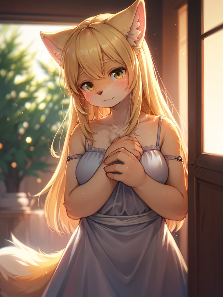 (Sumilux f1.4 75mm , low Latitude old color negative film , cross process , bokeh, flare, chromatic aberration , soft focus, (Shallow focus) , soft glow , Maximum aperture, High Key , Transparent depiction) , blond Mature wolf Woman , hide with hand , (freckles:0.7) , in the Brothel room , (Spirit photography) , (Holding two big peaches:0.8) , Mucus seeps out from the cracks