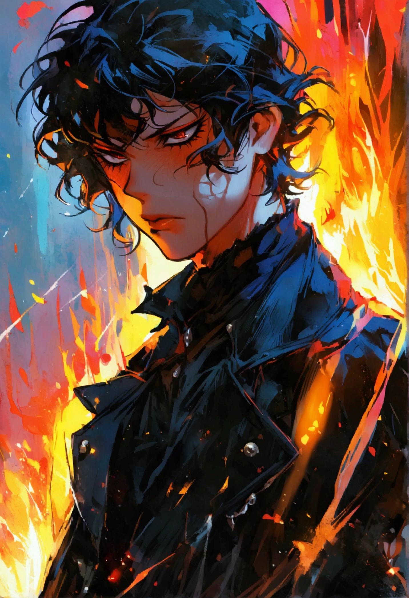 Akira Fudo, Devilman Crybaby, Male, with black clothes