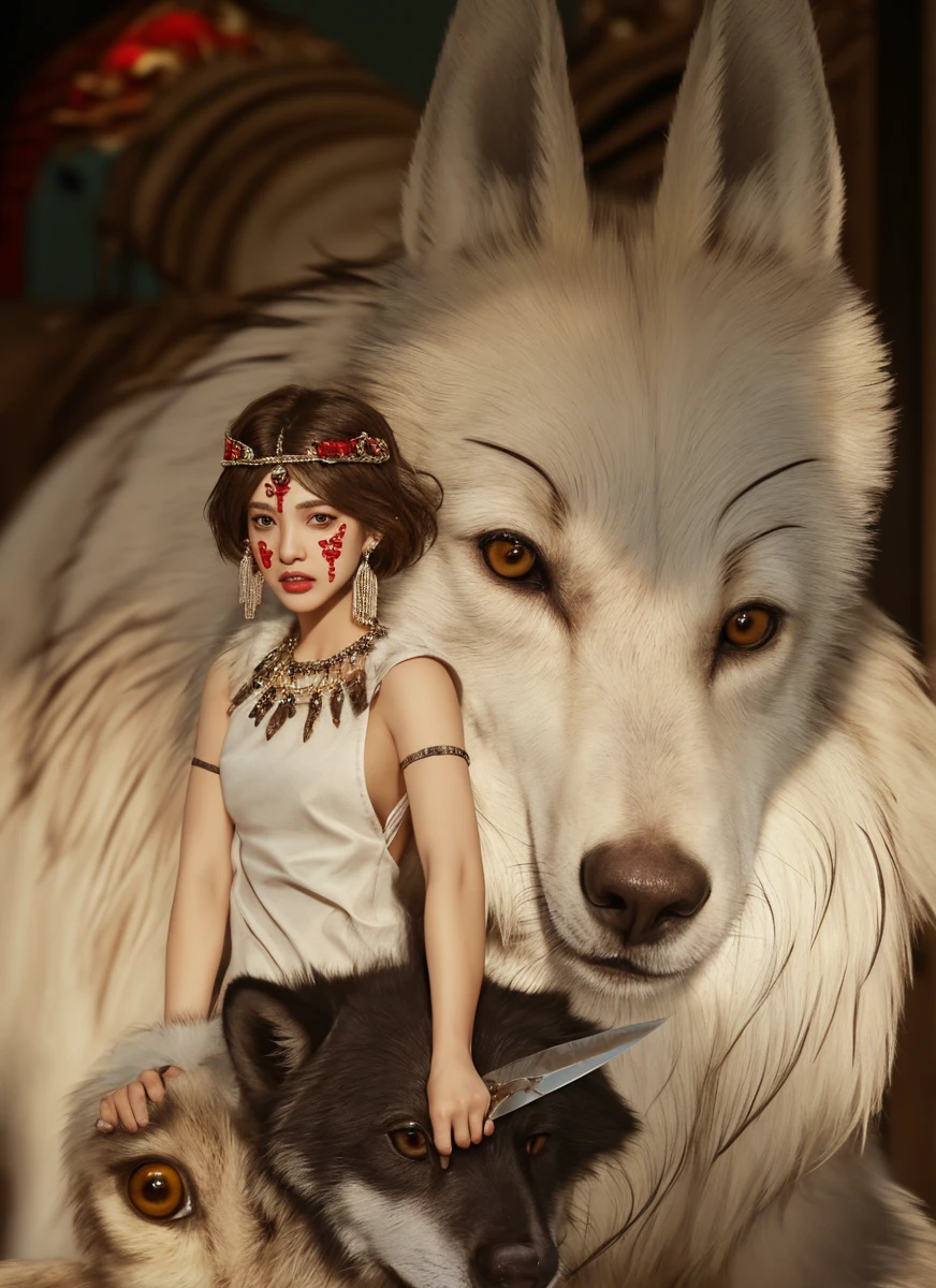 Káiri. Káiri, indio cabeça de lobo, amazon forest, indios, werewolf with indigenous costumes, late eighteenth century, realism, photo realism, 8k