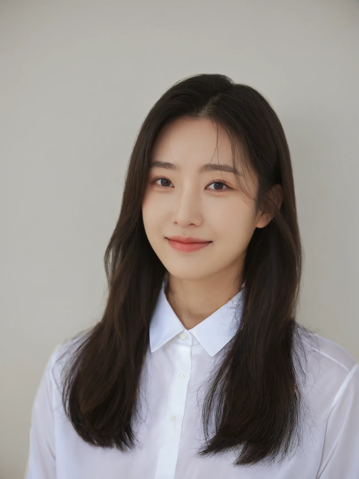 Best Quality, 8k, Masterpiece, (Portrait: 1.3), (photo realistic:1.4), (hyper realistic:1.4), Sharp Focus, looking at viewer, (smoother lighting:1.1), (increase cinematic lighting quality:0.9), realistic lighting, backlighting, light on face, ray trace, (brightening light:1.2), (Increase quality:1.4), sharp detail, (best quality real texture skin:1.4), finely detailed eyes, black_eyes, finely detailed face, 25 year old Korean woman nude, (nude) (Create an image maintaining the original base model hairstyle:1.5)