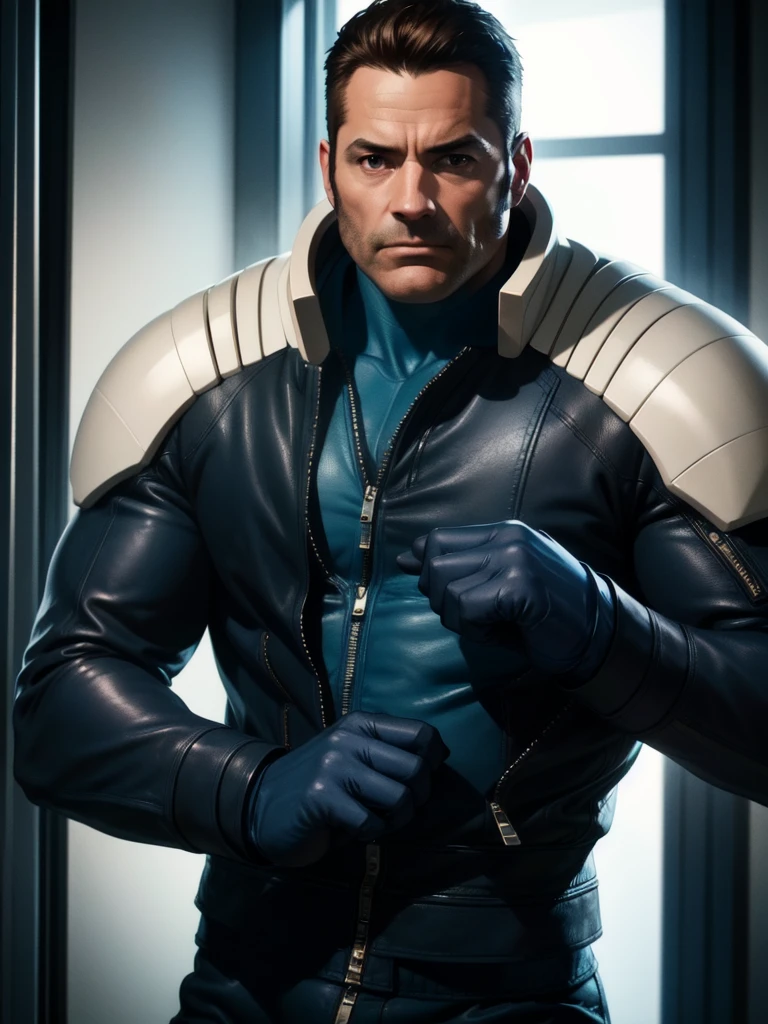 40 year old man, alone, strong, muscular, short brown hair, blue clothes, wears blue gloves, high resolution, perfect image, very detailed, high contrast, digital colors, simple, medium shot, cinematic, ultra sharp focus, Award-winning photography, perfect contrast, high sharpness, depth of field, ultra-detailed photography. global illumination, fluid, ultra high definition, 8k, Unreal Engine 5, ultra sharp focus, award-winning photography, Art Season Trends,
