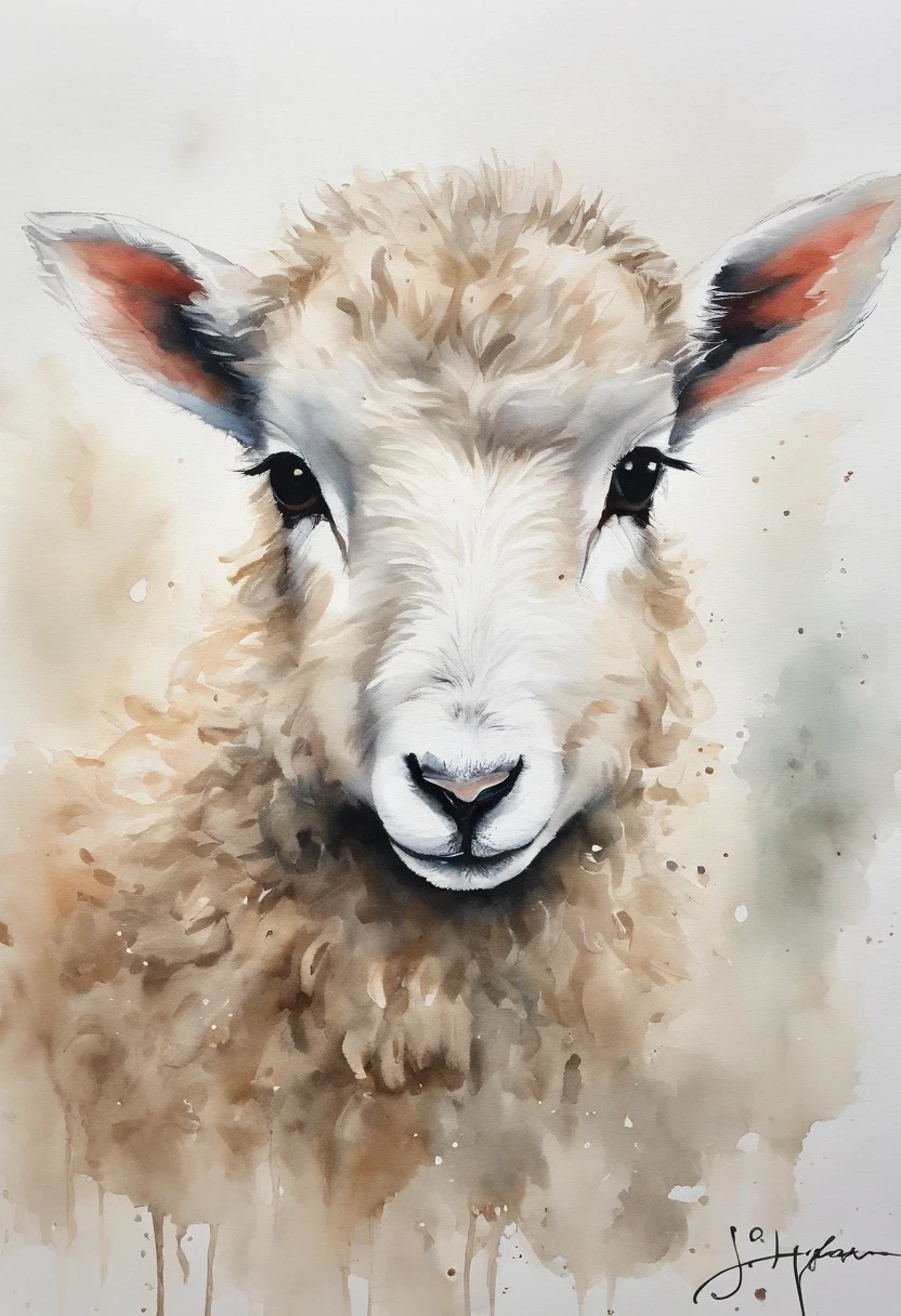Lambs, hand drawn, cute canvas art, soft detail, big eyed, adorable