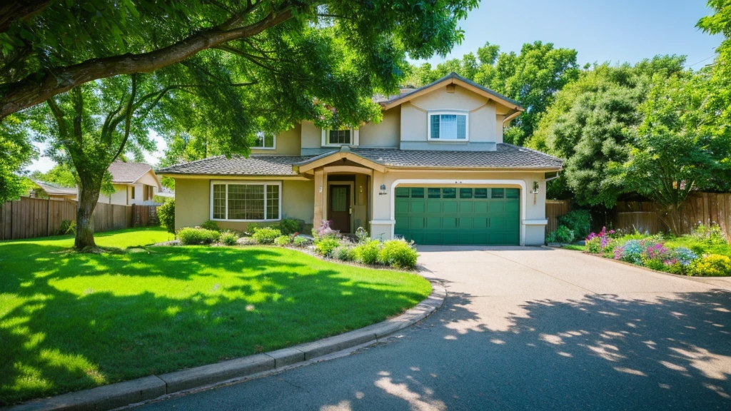 Images through the 8K lens capture stunningly beautiful nature, with a house located next to a clear blue stream. Lush green trees surround the house, lush green grass stretches under the golden sunlight, creating a peaceful and quiet scene. The clear blue sky, without a single cloud, highlights the natural beauty. High image quality with clear, realistic and vivid details, fresh green color scheme, creating a feeling of freshness and vitality.