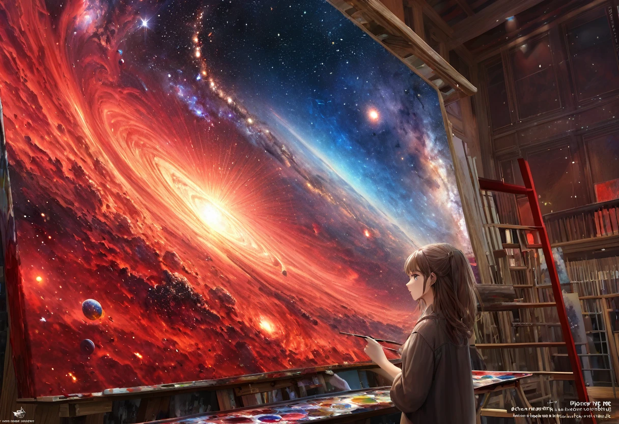 red star, galaxy, red lighting, HDR, 4k resolution, (painting realistic : 1.3), (ultra high resolution: 1.0 ), (((best quality, 8 thousand, masterpiece:1.4))